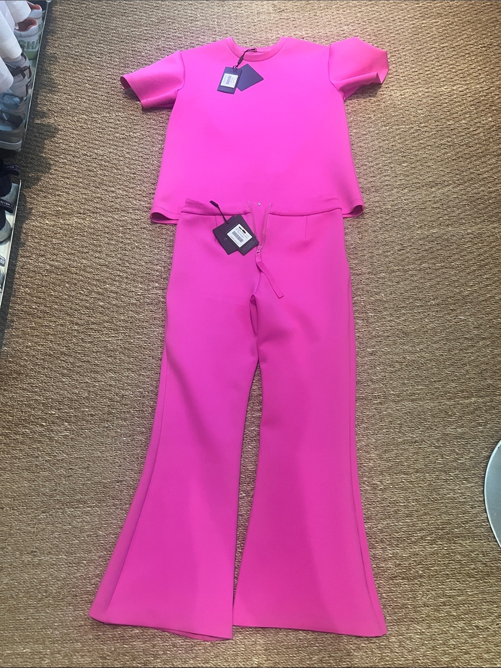Cynthia Rowley Hot Pink cropped flare Pants and top